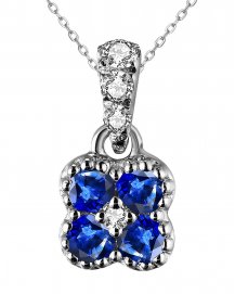 CLOVER STYLE COLORED STONE DIAMOND PENDANT (TP2497)